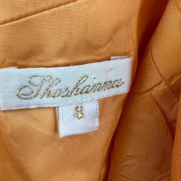 Shoshanna orange dress ruched fit flare size 8 - Picture 6 of 7